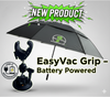 Black umbrella with Automatic EasyVac Grip and USB-C rechargeable feature on a gray background